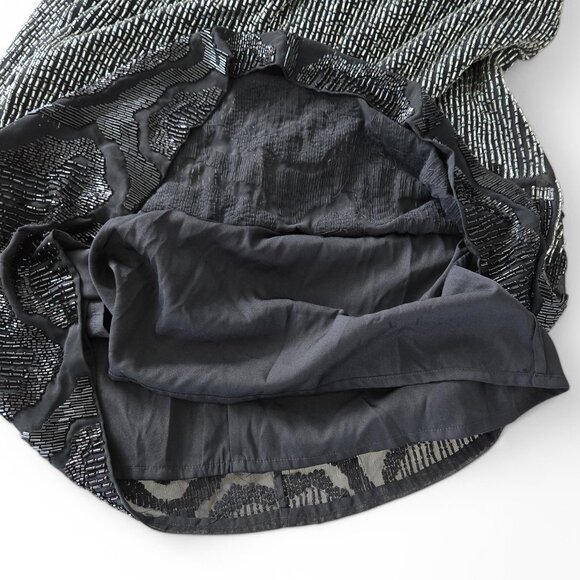 Parker Silver Bead Midi Dress Women's Retro 30s Spaghetti Strap Evening FLAW 10 - Picture 6 of 11